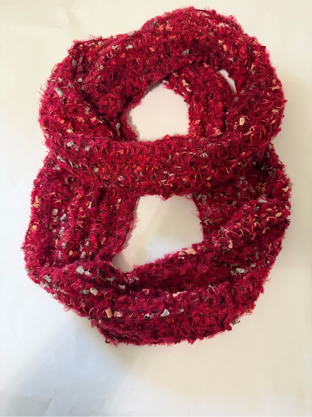 Red Textured Infinity Scarf - Unbranded